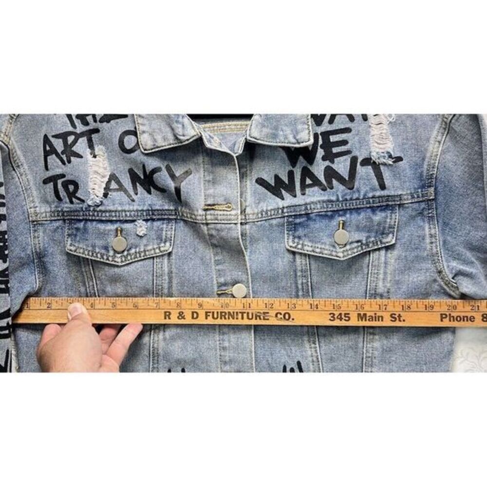 Pre-Loved - Blue Graffiti Jacket - Trendy Distressed Style - Women - See Images - Picture 14 of 17
